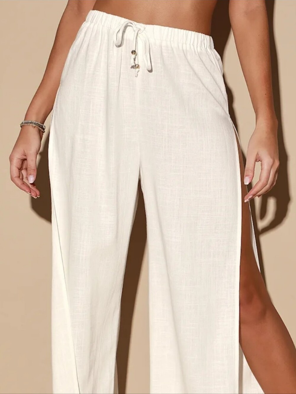 Lulu's White Split-Side Beach Coverup Pants
